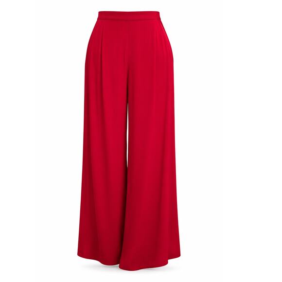 St. John Pants - St. John Evening Silk Palazzo Pants in True Red